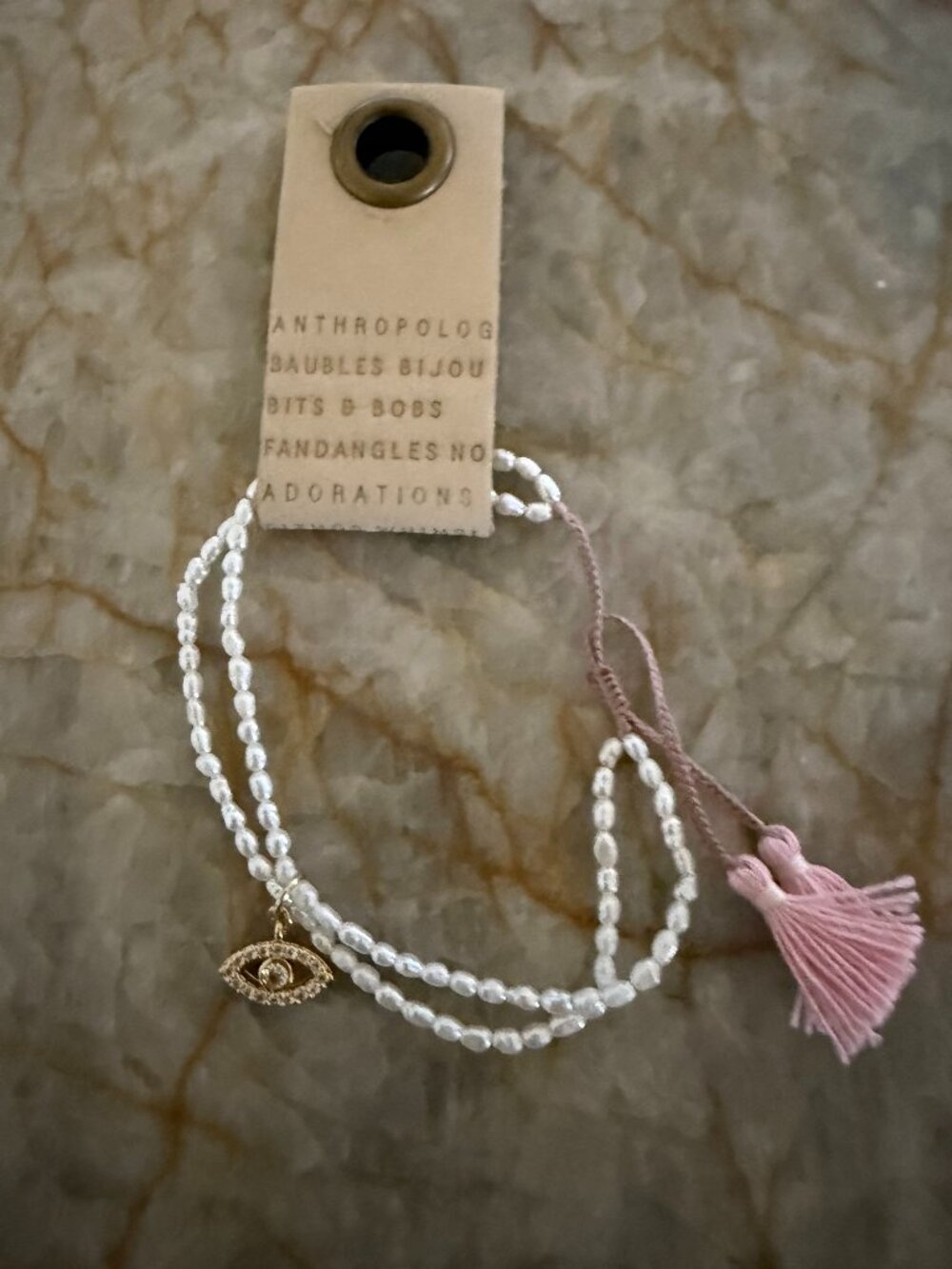 Anthropologie Seed Pearl & Eye Bracelet NWT